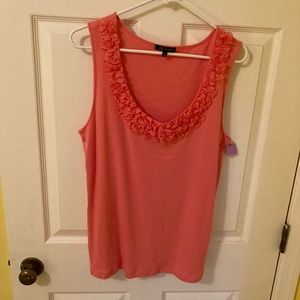 Ann Klein peach, orange IIx, tank top with ruffles